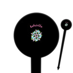 Summer Flowers 6" Round Plastic Food Picks - Black - Single Sided (Personalized)