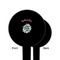 Summer Flowers Black Plastic 6" Food Pick - Round - Single Sided - Front & Back