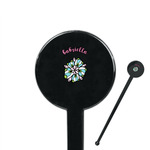 Summer Flowers 7" Round Plastic Stir Sticks - Black - Single Sided (Personalized)