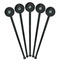 Summer Flowers Black Plastic 7" Stir Stick - Round - Fan View