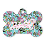 Summer Flowers Bone Shaped Dog ID Tag - Large (Personalized)