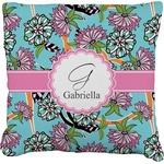 Summer Flowers Faux-Linen Throw Pillow 18" (Personalized)