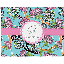 Summer Flowers Woven Fabric Placemat - Twill w/ Name and Initial