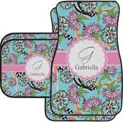 Summer Flowers Car Floor Mats Set - 2 Front & 2 Back (Personalized)