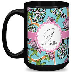 Summer Flowers 15 Oz Coffee Mug - Black (Personalized)