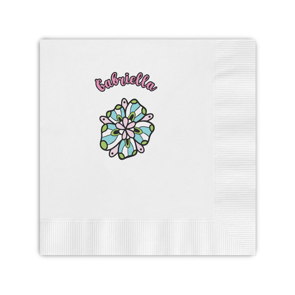 Custom Summer Flowers Coined Cocktail Napkins (Personalized)