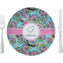 Summer Flowers Glass Lunch / Dinner Plate 10" (Personalized)