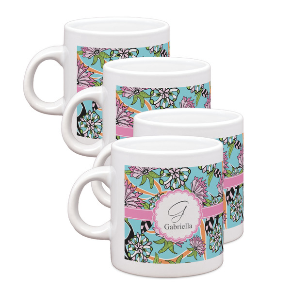 Custom Summer Flowers Single Shot Espresso Cups - Set of 4 (Personalized)