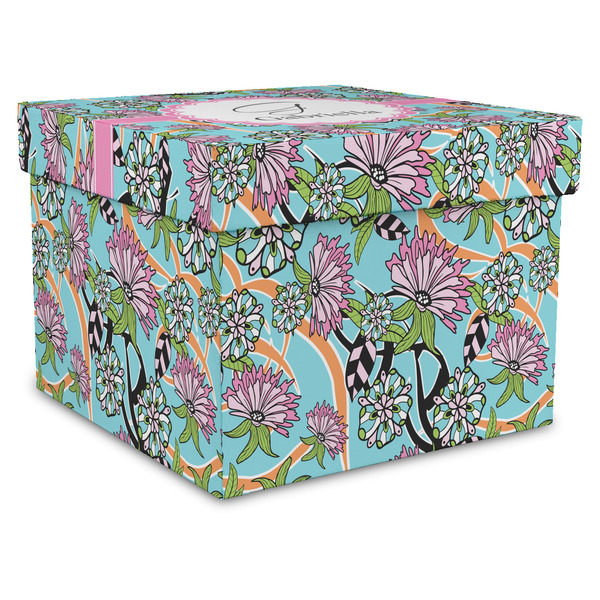 Custom Summer Flowers Gift Box with Lid - Canvas Wrapped - XX-Large (Personalized)