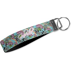 Summer Flowers Wristlet Webbing Keychain Fob (Personalized)