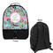 Summer Flowers Large Backpack - Black - Front & Back View