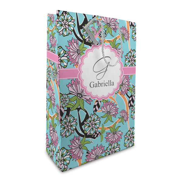 Custom Summer Flowers Large Gift Bag (Personalized)