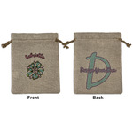 Summer Flowers Medium Burlap Gift Bag - Front & Back (Personalized)