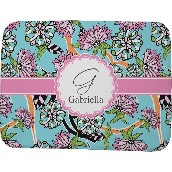 Custom Summer Flowers Memory Foam Bath Mat - 48"x36" (Personalized)