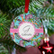 Summer Flowers Metal Ball Ornament - Lifestyle