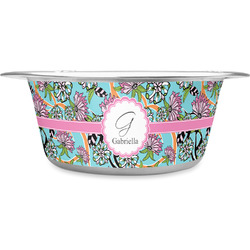 Summer Flowers Stainless Steel Dog Bowl - Large (Personalized)