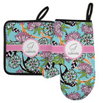 Summer Flowers Left Oven Mitt & Pot Holder Set w/ Name and Initial