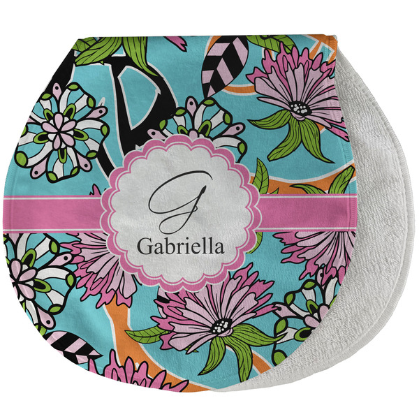 Custom Summer Flowers Burp Pad - Velour w/ Name and Initial