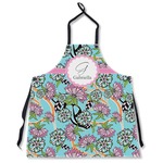 Summer Flowers Apron Without Pockets w/ Name and Initial