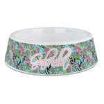 Summer Flowers Plastic Dog Bowl - Large (Personalized)