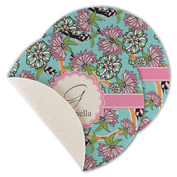 Summer Flowers Round Linen Placemat - Single Sided - Set of 4 (Personalized)