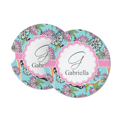 Summer Flowers Sandstone Car Coasters - Set of 2 (Personalized)