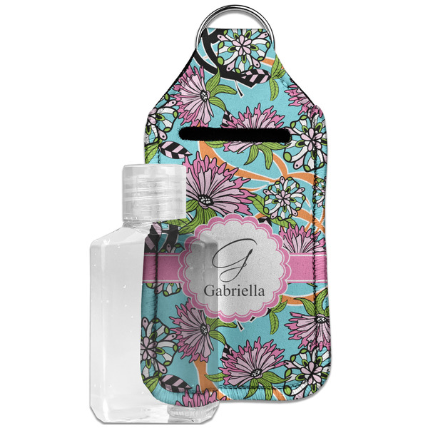 Custom Summer Flowers Hand Sanitizer & Keychain Holder - Large (Personalized)