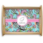 Summer Flowers Natural Wooden Tray - Large (Personalized)