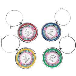 Summer Flowers Wine Charms (Set of 4) (Personalized)