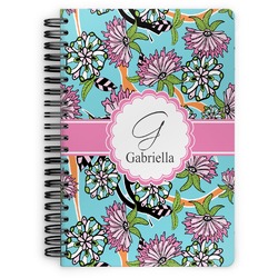 Summer Flowers Spiral Notebook - 7x10 w/ Name and Initial