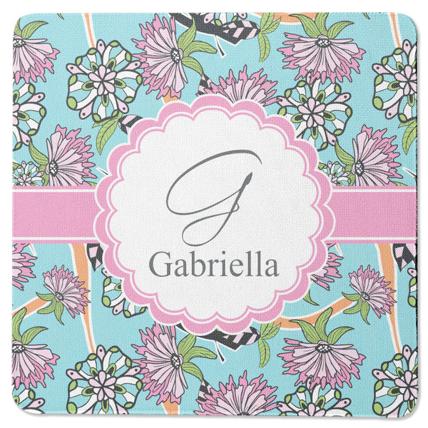 Custom Summer Flowers Square Rubber Backed Coaster (Personalized)