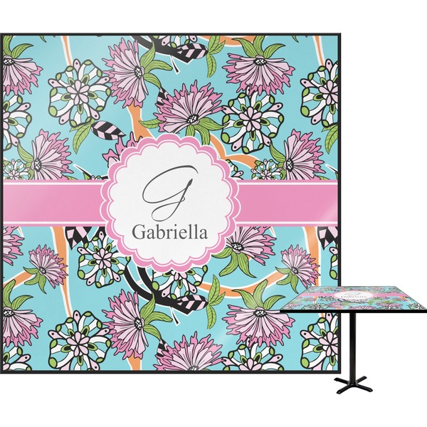 Custom Summer Flowers Square Table Top (Personalized)