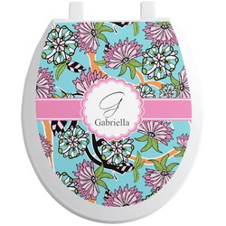 Summer Flowers Toilet Seat Decal - Round (Personalized)