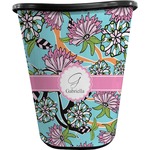 Summer Flowers Waste Basket - Single Sided (Black) (Personalized)