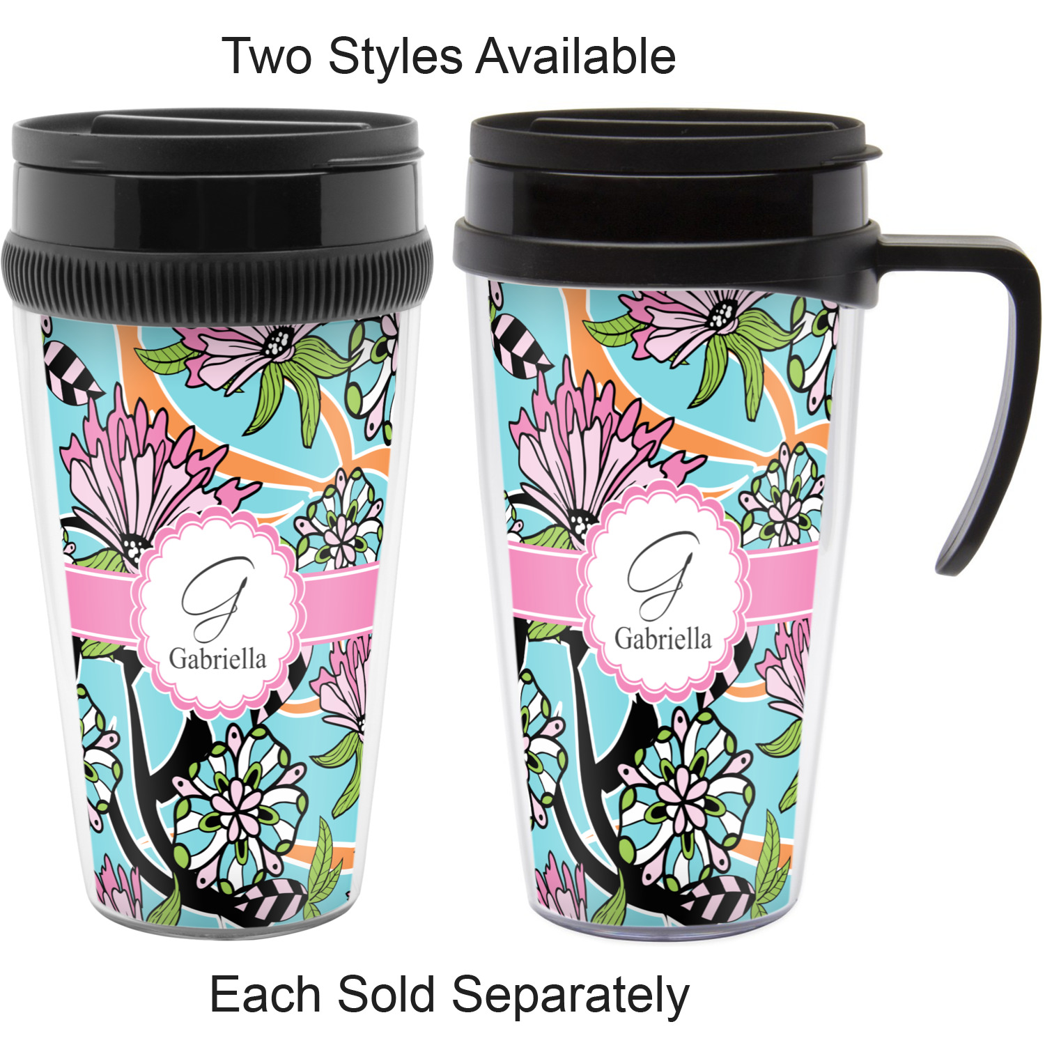 Summer Flowers Acrylic Travel Mugs Personalized Youcustomizeit