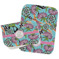 Summer Flowers Burp Cloths - Fleece - Set of 2 w/ Name and Initial
