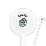 Summer Flowers 5.5" Round Plastic Stir Sticks - White - Single Sided (Personalized)