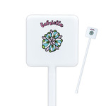 Summer Flowers Square Plastic Stir Sticks (Personalized)