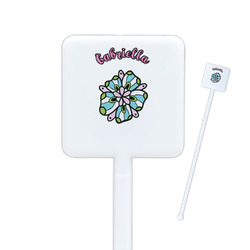 Summer Flowers Square Plastic Stir Sticks - Double Sided (Personalized)