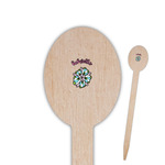 Summer Flowers Oval Wooden Food Picks - Single Sided (Personalized)