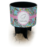 Summer Flowers Black Beach Spiker Drink Holder (Personalized)