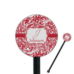 Swirl 5.5" Round Plastic Stir Sticks - Black - Single Sided (Personalized)