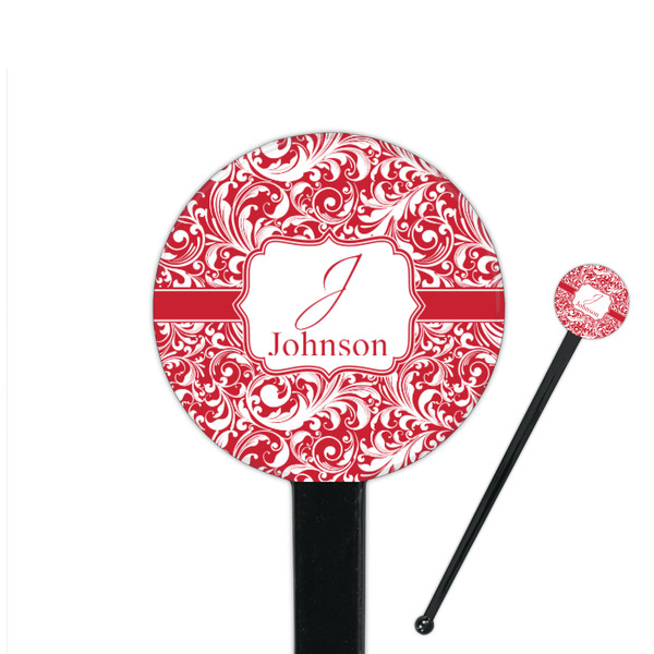 Custom Swirl 7" Round Plastic Stir Sticks - Black - Double Sided (Personalized)