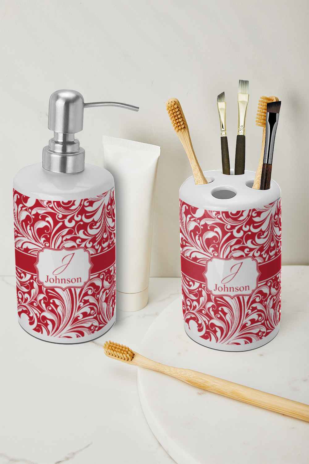 Toilet Brush Holder with Swirl Design