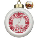 Swirl Ceramic Ball Ornaments - Poinsettia Garland (Personalized)