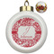 Swirl Ceramic Christmas Ornament - Poinsettias (Front View)