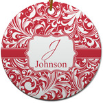 Swirl Round Ceramic Ornament w/ Name and Initial