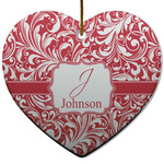 Swirl Heart Ceramic Ornament w/ Name and Initial