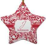 Swirl Star Ceramic Ornament w/ Name and Initial