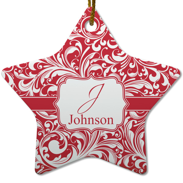 Custom Swirl Star Ceramic Ornament w/ Name and Initial